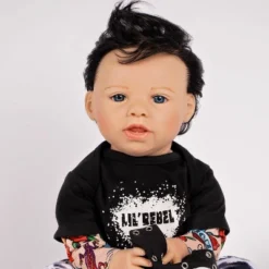 Paradise Galleries Reborn Toddler Boy Doll Lil' Rebel, 21 Inch With Black Rooted Hair And Blue Eyes, Made In GentleTouch Vinyl -Barbie Store GUEST 0130067a 2aa4 4dba badb e8f59ed83588
