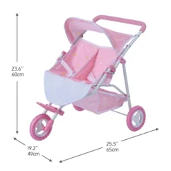 Olivia's Little World Double Twin Baby Doll Pram Stroller Pink Stars OL-00012 -Barbie Store GUEST 0327ed16 f6d2 4963 8ba4 f1e9d8f1f249
