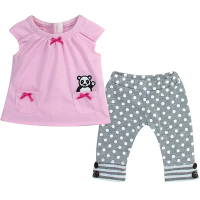 Sophia's - 15" Doll - Panda Bear Hooded Sweatshirt, Tunic & Polka Dot Leggings - Light Pink 4 Sophia's - 15" Doll - Panda Bear Hooded Sweatshirt, Tunic & Polka Dot Leggings - Light Pink - Image 4