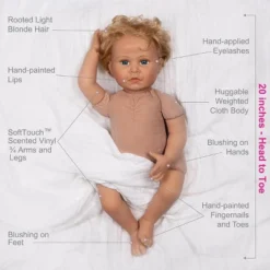 Paradise Galleries Reborn Toddler Girl Doll Lovey, 20 Inch With Medium Skin Tone, Light Blonde Hair And Blue Eyes, Made In SoftTouch Vinyl -Barbie Store GUEST 0a4858e4 fd08 4bcf ab1b 2234a54bb267