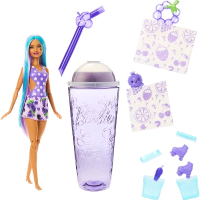 Barbie Pop Reveal Fruit Series Grape Fizz Doll, 8 Surprises Include Pet, Slime, Scent & Color Change 1 Barbie Pop Reveal Fruit Series Grape Fizz Doll, 8 Surprises Include Pet, Slime, Scent & Color Change
