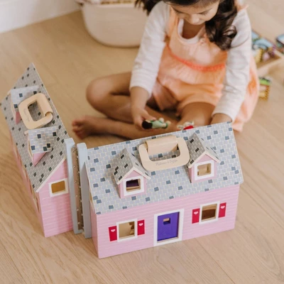 Melissa & Doug Fold And Go Wooden Dollhouse With 2 Dolls And Wooden Furniture 6 Melissa & Doug Fold And Go Wooden Dollhouse With 2 Dolls And Wooden Furniture - Image 6