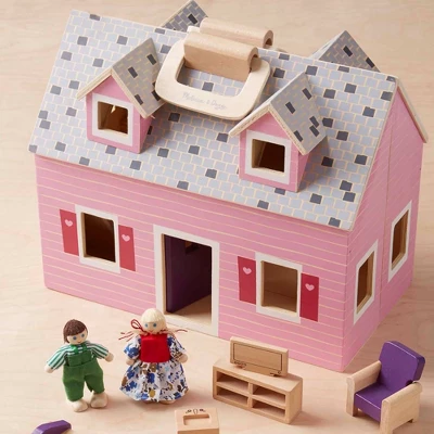 Melissa & Doug Fold And Go Wooden Dollhouse With 2 Dolls And Wooden Furniture 8 Melissa & Doug Fold And Go Wooden Dollhouse With 2 Dolls And Wooden Furniture - Image 8