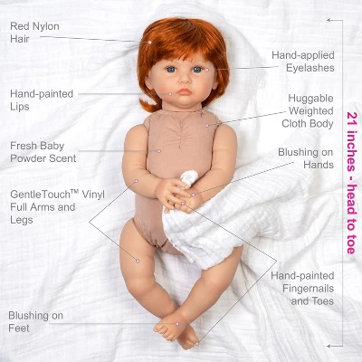 Paradise Galleries Reborn Toddler - Once Upon A Princess, 20 Inch Made In GentleTouch Vinyl, Red Hair, 6-Piece Realistic Baby Doll Gift Set 6 Paradise Galleries Reborn Toddler - Once Upon A Princess, 20 Inch Made In GentleTouch Vinyl, Red Hair, 6-Piece Realistic Baby Doll Gift Set - Image 6