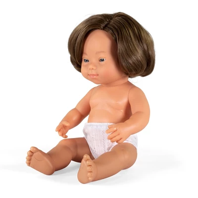 Miniland Educational Anatomically Correct 15" Baby Doll, Down Syndrome Girl, Brown Hair 2 Miniland Educational Anatomically Correct 15" Baby Doll, Down Syndrome Girl, Brown Hair - Image 2
