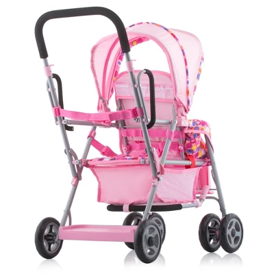 Joovy Baby Doll Caboose Tandem Stroller - Pink Dot 1 Joovy Baby Doll Caboose Tandem Stroller - Pink Dot