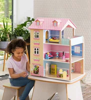 HearthSong Imagine My Place Dollhouse With Turntable And 35-Piece Dollhouse Furniture Set 1 HearthSong Imagine My Place Dollhouse With Turntable And 35-Piece Dollhouse Furniture Set