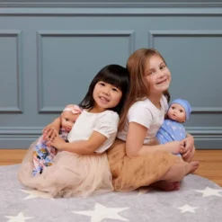 LullaBaby Twin Dolls Set With Floral And Star Sleep Sacks