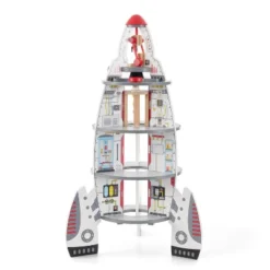 Hape Multi Level 4 Tier 37 Piece Wooden Discovery Spaceship Center Kids Activity Play Set With Multiple Rooms And Accessories