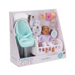 Perfectly Cute Baby Snack And Nap Set 8" Baby Doll - Light Brown Hair/Brown Eyes