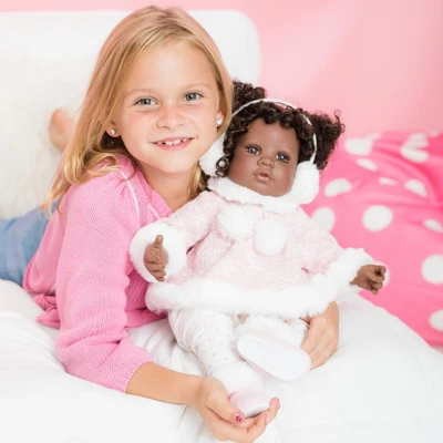Adora Realistic Black Baby Doll Winter Dream Toddler Doll - 20 Inch, Soft CuddleMe Vinyl, Dark Brown Hair, Brown Eyes 3 Adora Realistic Black Baby Doll Winter Dream Toddler Doll - 20 Inch, Soft CuddleMe Vinyl, Dark Brown Hair, Brown Eyes - Image 3