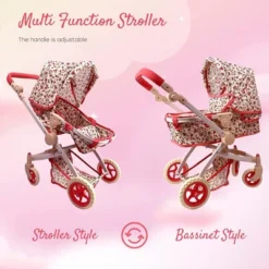 The New York Doll Collection Convertible Combo Baby Doll Stroller Floral