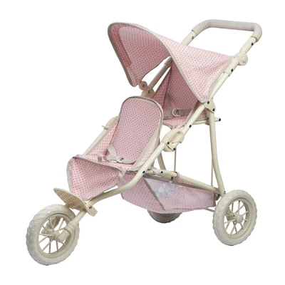 Olivia's Little World - Polka Dots Princess Baby Doll Twin Jogging Stroller - Pink & Gray 2 Olivia's Little World - Polka Dots Princess Baby Doll Twin Jogging Stroller - Pink & Gray - Image 2
