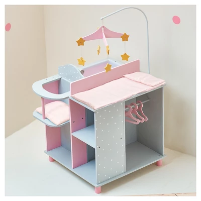 Olivia's Little World - Baby Doll Furniture - Baby Changing Station With Storage (Gray Polka Dots) 1 Olivia's Little World - Baby Doll Furniture - Baby Changing Station With Storage (Gray Polka Dots)