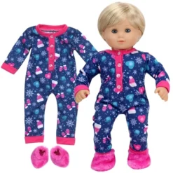 Sophia’s Hot Cocoa Pajama Onesie With Fuzzy Slippers For 15” Baby Dolls, Navy/Hot Pink -Barbie Store GUEST 62889265 af94 4f7d 8357 b8419f9e031e
