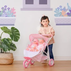 Olivia's Little World Double Twin Baby Doll Pram Stroller Pink Stars OL-00012 -Barbie Store GUEST 66852371 4060 461f a439 81e73e692d3f