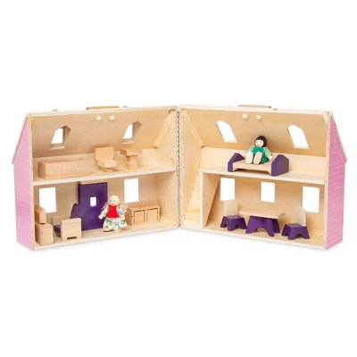 Melissa & Doug Fold And Go Wooden Dollhouse With 2 Dolls And Wooden Furniture 3 Melissa & Doug Fold And Go Wooden Dollhouse With 2 Dolls And Wooden Furniture - Image 3