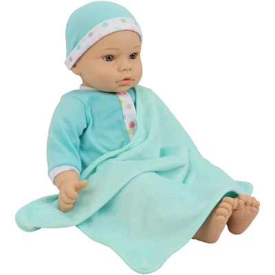 18" Sweet And Happy Baby With Blanket - Blue With Polka Dot Pajamas 2 18" Sweet And Happy Baby With Blanket - Blue With Polka Dot Pajamas - Image 2