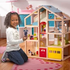 Melissa & Doug Hi-Rise Wooden Dollhouse With Furniture, Garage And Working Elevator -Barbie Store GUEST 7a0d0362 ba92 4fea 8d7d cedafeea745f