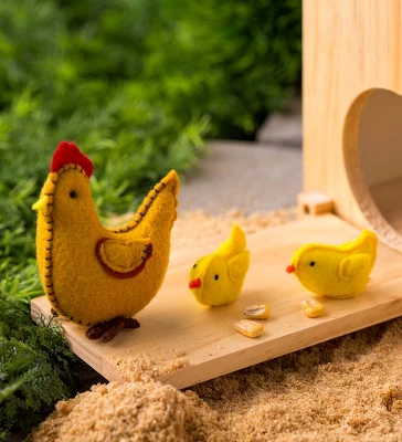 Magic Cabin - Wooden Chicken Coop And Felt Chickens Play Set Special For Kids 5 Magic Cabin - Wooden Chicken Coop And Felt Chickens Play Set Special For Kids - Image 5