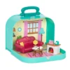 Li'l Woodzeez Toy Furniture Set In Carry Case 13pc - Travel Suitcase Living Room Playset