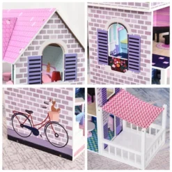 Qaba Kids Wooden Multi-Level Dream House Villa Kit With Furniture And Accessories -Barbie Store GUEST 8ca9e1c5 88f4 42c3 9fb0 00eefbe12d0e