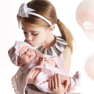 JC Toys La Newborn 15" Girl Doll - Pretty In Pink Knit Blanket Set 5 JC Toys La Newborn 15" Girl Doll - Pretty In Pink Knit Blanket Set - Image 5