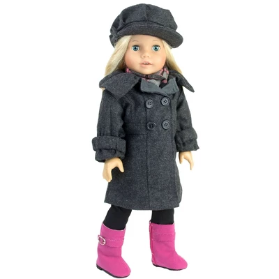 Sophia's - 18" Doll - Wool Coat, Hat, Plaid Scarf & Pink Boots - Gray 1 Sophia's - 18" Doll - Wool Coat, Hat, Plaid Scarf & Pink Boots - Gray