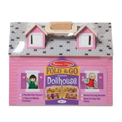 Melissa & Doug Fold And Go Wooden Dollhouse With 2 Dolls And Wooden Furniture 2 Melissa & Doug Fold And Go Wooden Dollhouse With 2 Dolls And Wooden Furniture - Image 2