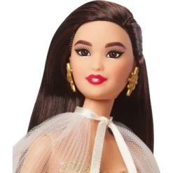Barbie 13" Signature 2023 Holiday Collector Doll With Golden Gown And Black Hair