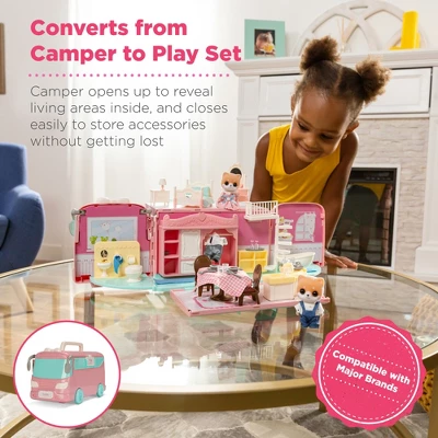 Best Choice Products Camper Van Playset Pretend Play Dollhouse Toy With 54 Accessories And Tiny Critters For Kids 2 Best Choice Products Camper Van Playset Pretend Play Dollhouse Toy With 54 Accessories And Tiny Critters For Kids - Image 2