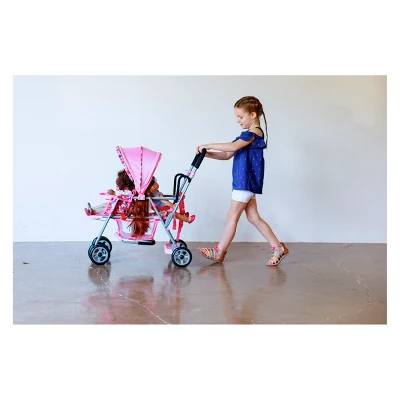 Joovy Baby Doll Caboose Tandem Stroller - Pink Dot 4 Joovy Baby Doll Caboose Tandem Stroller - Pink Dot - Image 4