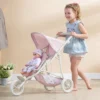 Olivia's Little World - Polka Dots Princess Baby Doll Twin Jogging Stroller - Pink & Gray