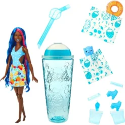 Barbie Pop Reveal Fruit Series Fruit Punch Doll, 8 Surprises Include Pet, Slime, Scent & Color Change