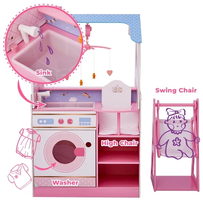 Olivia's Little World Childrens Wooden Doll Changing Station Dollhouse TD-11460W 2 Olivia's Little World Childrens Wooden Doll Changing Station Dollhouse TD-11460W - Image 2