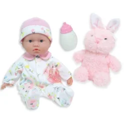 JC Toys La Baby 11" Soft Body Play Doll Body Travel Case Gift Set In Pink