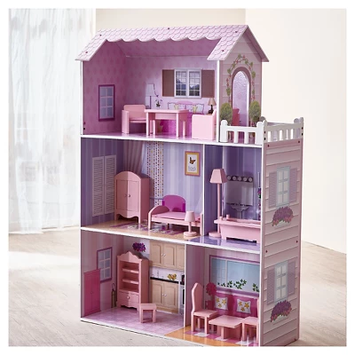 Teamson Kids Fancy Mansion Doll House With 13pcs Furniture 1 Teamson Kids Fancy Mansion Doll House With 13pcs Furniture