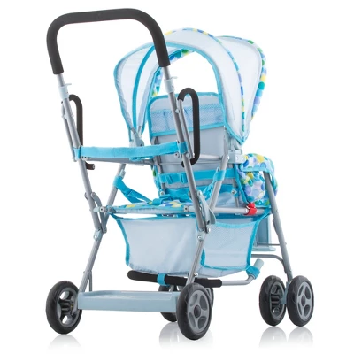 Joovy Baby Doll Caboose Tandem Stroller - Blue Dot 1 Joovy Baby Doll Caboose Tandem Stroller - Blue Dot