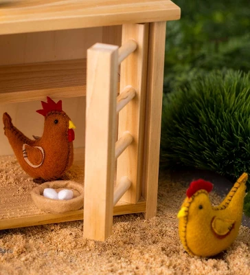 HearthSong Wooden Chicken Coop With Real Working Doors And Ramp For Imaginative Play, Measures 9_"L X 5_"W X 8"H 4 HearthSong Wooden Chicken Coop With Real Working Doors And Ramp For Imaginative Play, Measures 9_"L X 5_"W X 8"H - Image 4