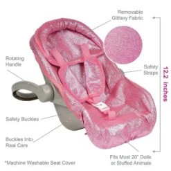 Adora Baby Doll Car Seat Carrier Glam Sparkly & Glittery Pink Seat Cover, Fits Dolls Up To 20 Inches -Barbie Store GUEST bb8aaaf8 6154 4030 8dc1 db24459ab8e3