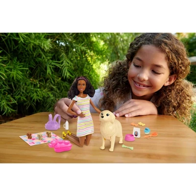 Barbie Doll Newborn Pups Playset - Brunette Hair 1 Barbie Doll Newborn Pups Playset - Brunette Hair