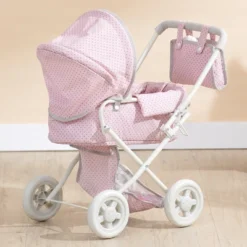 Olivia's Little World - Polka Dots Princess Baby Doll Deluxe Stroller - Pink & Gray