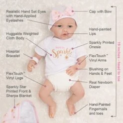 Paradise Galleries Reborn Baby Doll In Silicone-like Vinyl, 19 Inch Newborn Girl Baby Bundles: Born To Sparkle, 7-Piece Ensemble -Barbie Store GUEST d3845acf 900e 46c3 b850 893873ccd253