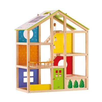 Hape Wooden All Season/4 Season 6 Tier Unfurnished Dollhouse Kids Play House For Children Ages 3 Years And Up, Multicolored 1 Hape Wooden All Season/4 Season 6 Tier Unfurnished Dollhouse Kids Play House For Children Ages 3 Years And Up, Multicolored