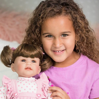 Adora Toddler Doll "Vintage Girl" With Pink Frill Pinafore Dress, Pink Baby Pantaloons And Black Mary Jane Shoes 2 Adora Toddler Doll "Vintage Girl" With Pink Frill Pinafore Dress, Pink Baby Pantaloons And Black Mary Jane Shoes - Image 2