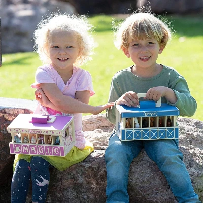Breyer Farms Wooden Carry Stable Playset W/ 6 Horses 2 Breyer Farms Wooden Carry Stable Playset W/ 6 Horses - Image 2