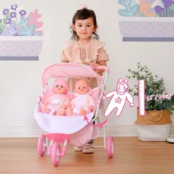 Olivia's Little World Double Twin Baby Doll Pram Stroller Pink Stars OL-00012 -Barbie Store GUEST db4f230b dee7 4f3b b997 3ec39af93d59
