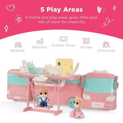 Best Choice Products Camper Van Playset Pretend Play Dollhouse Toy With 54 Accessories And Tiny Critters For Kids 4 Best Choice Products Camper Van Playset Pretend Play Dollhouse Toy With 54 Accessories And Tiny Critters For Kids - Image 4