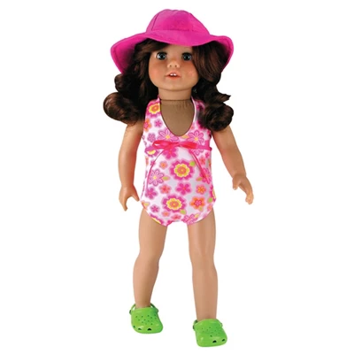 Sophia’s One-Piece Bathing Suit & Hat For 18” Dolls, Hot Pink 1 Sophia’s One-Piece Bathing Suit & Hat For 18” Dolls, Hot Pink