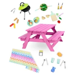 Our Generation Picnic Table Set With Play Food Accessories For 18" Dolls - Pink 5 Our Generation Picnic Table Set With Play Food Accessories For 18" Dolls - Pink -Barbie Store GUEST e2cb7f01 f9b3 431a bced c92065e433ab